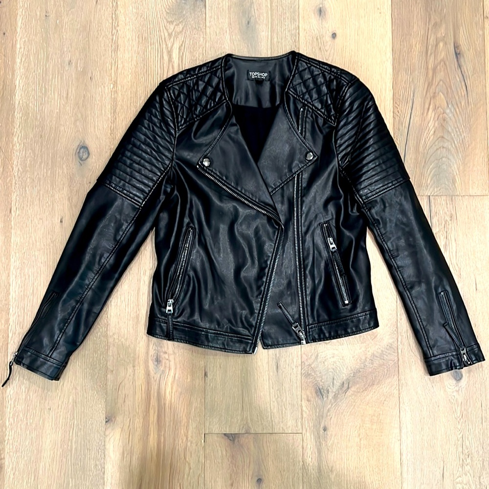 Topshop faux leather moto jacket
